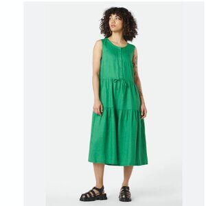 EUC GORMAN Australia Kelly Green Linen Sleeveless Tiered Dress in Women's 2X
